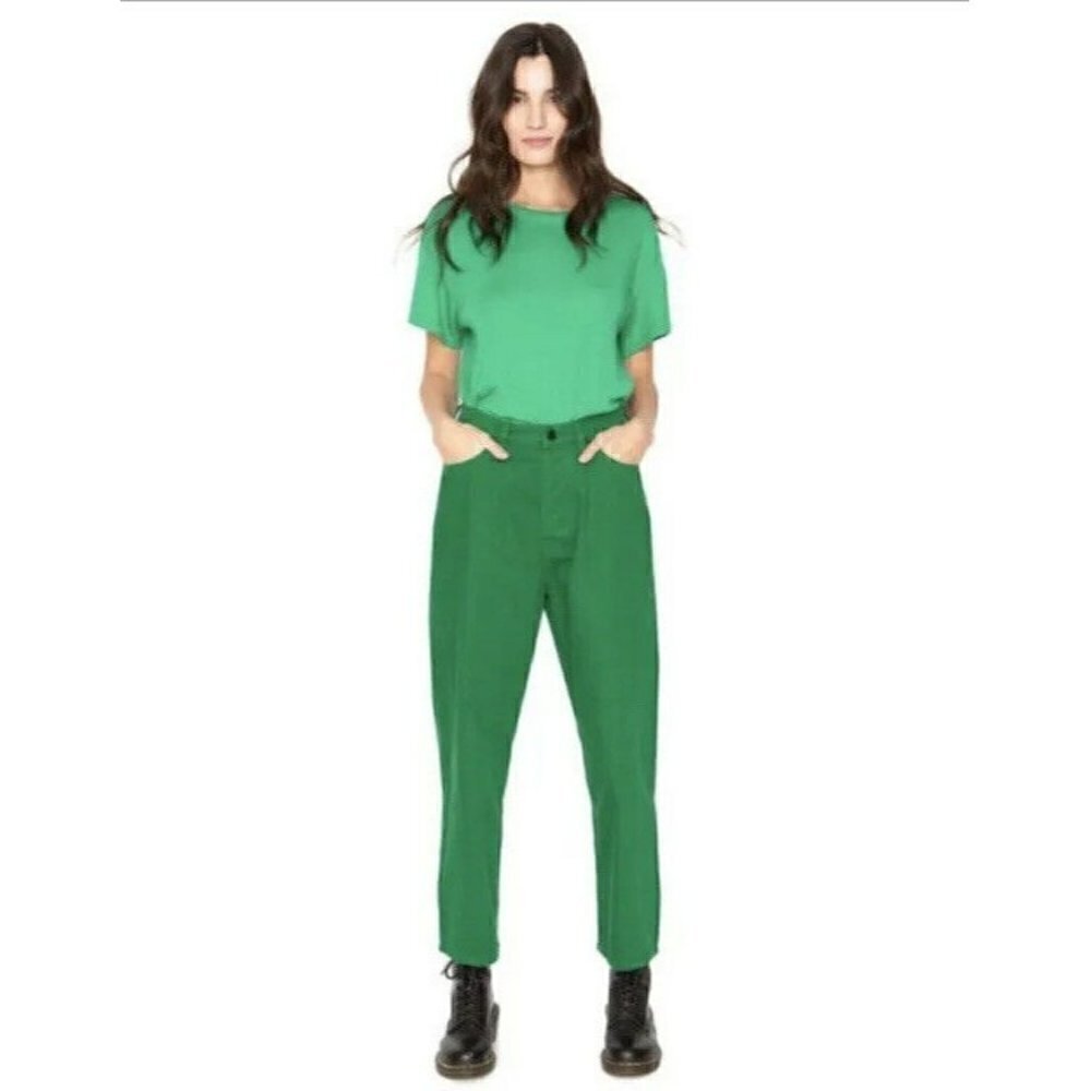Sandrine Rose X Free People Green Wide Leg Painter Sapin Jeans Women's Sz 28 NWT